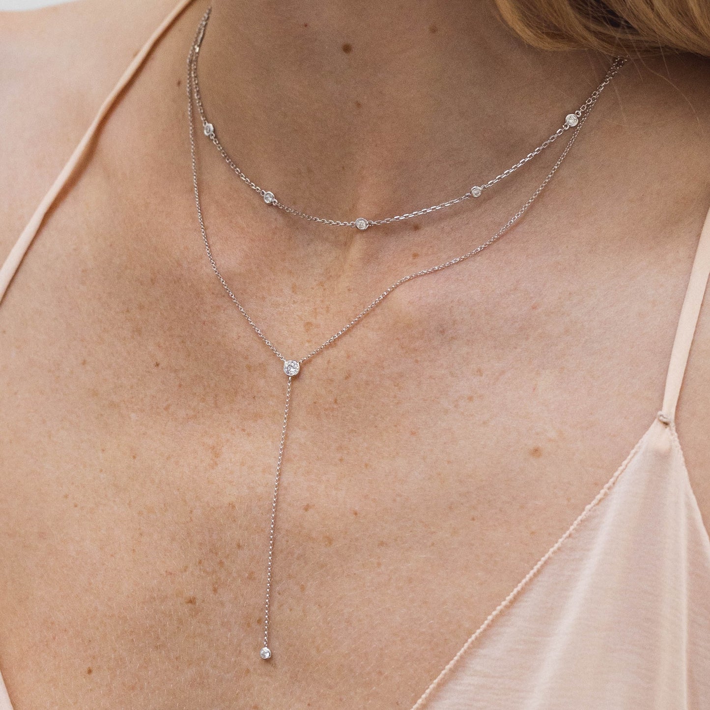 Bezel Drop Diamond Necklace