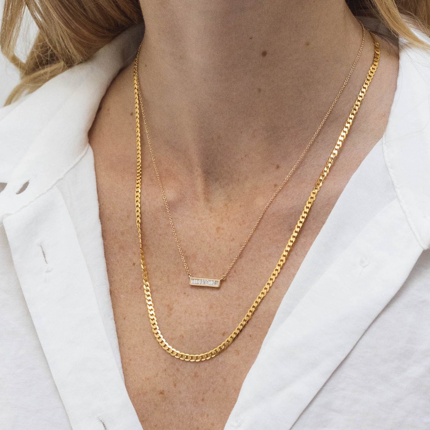 Baguette Bar Diamond Necklace