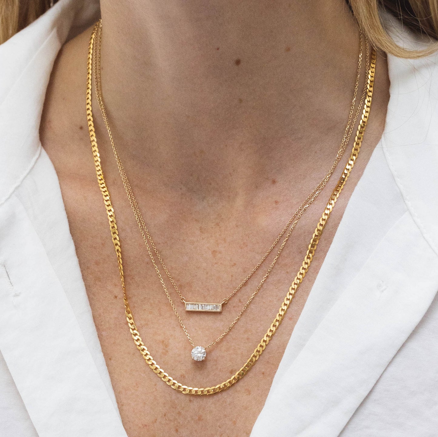 Baguette Bar Diamond Necklace