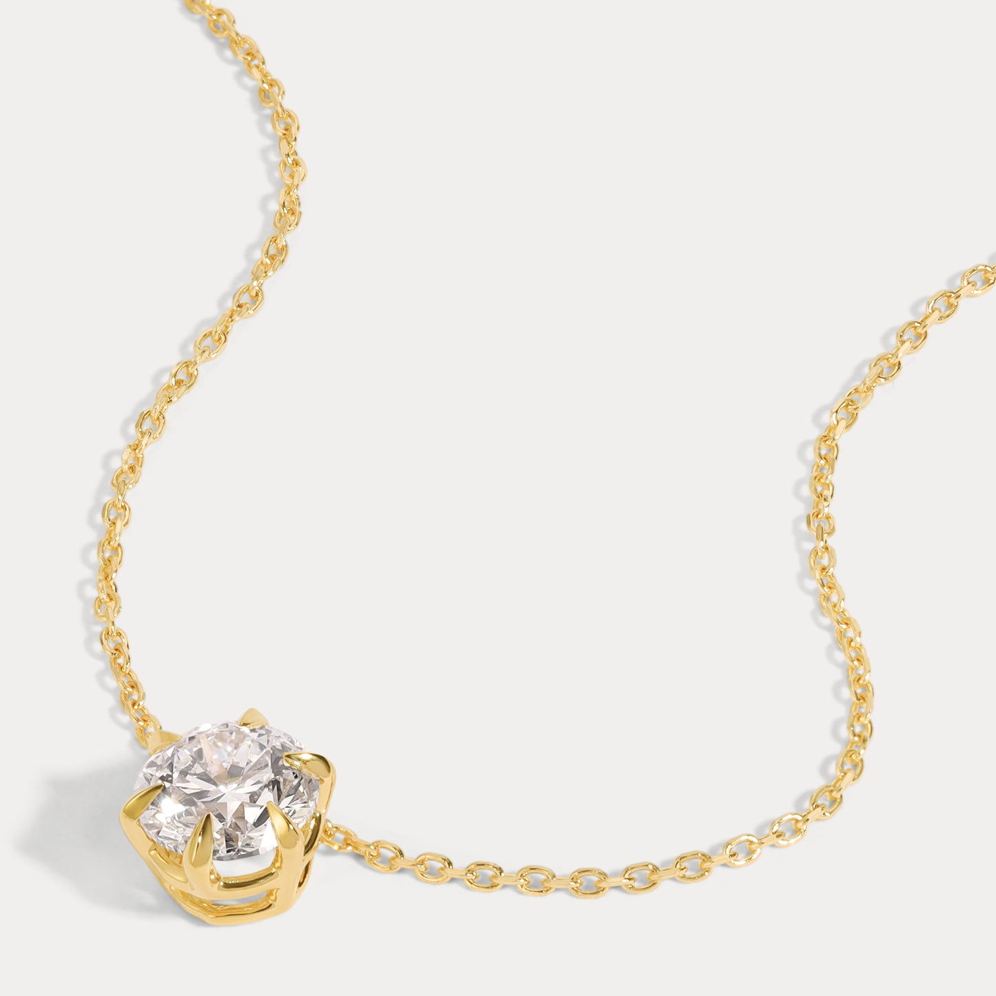 6-Prong Round Solitaire Diamond Necklace