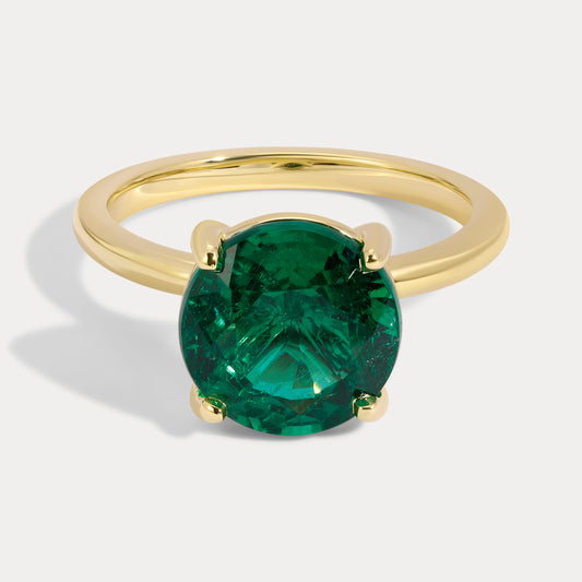 Casey - 4.98ct Earth Mined Round Emerald Ring