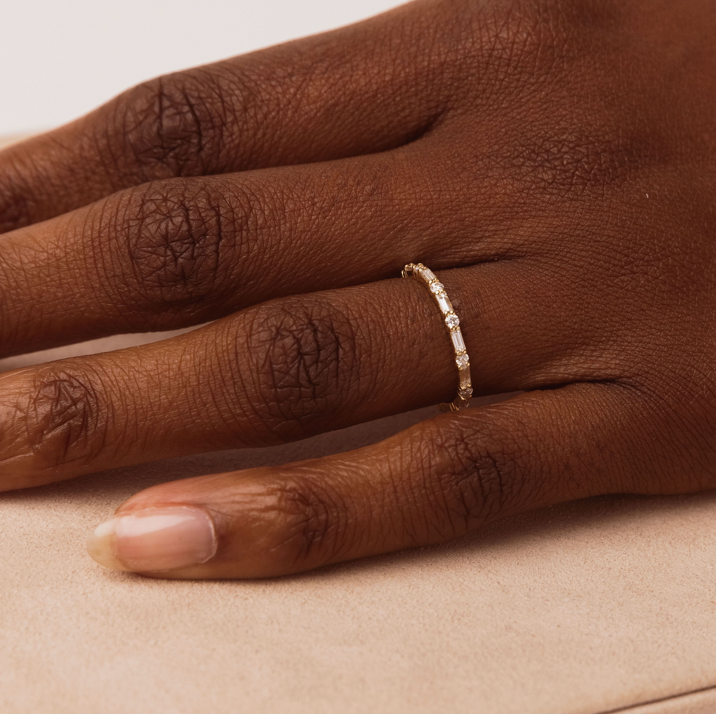 Baguette and Round Alternating Eternity Diamond Band