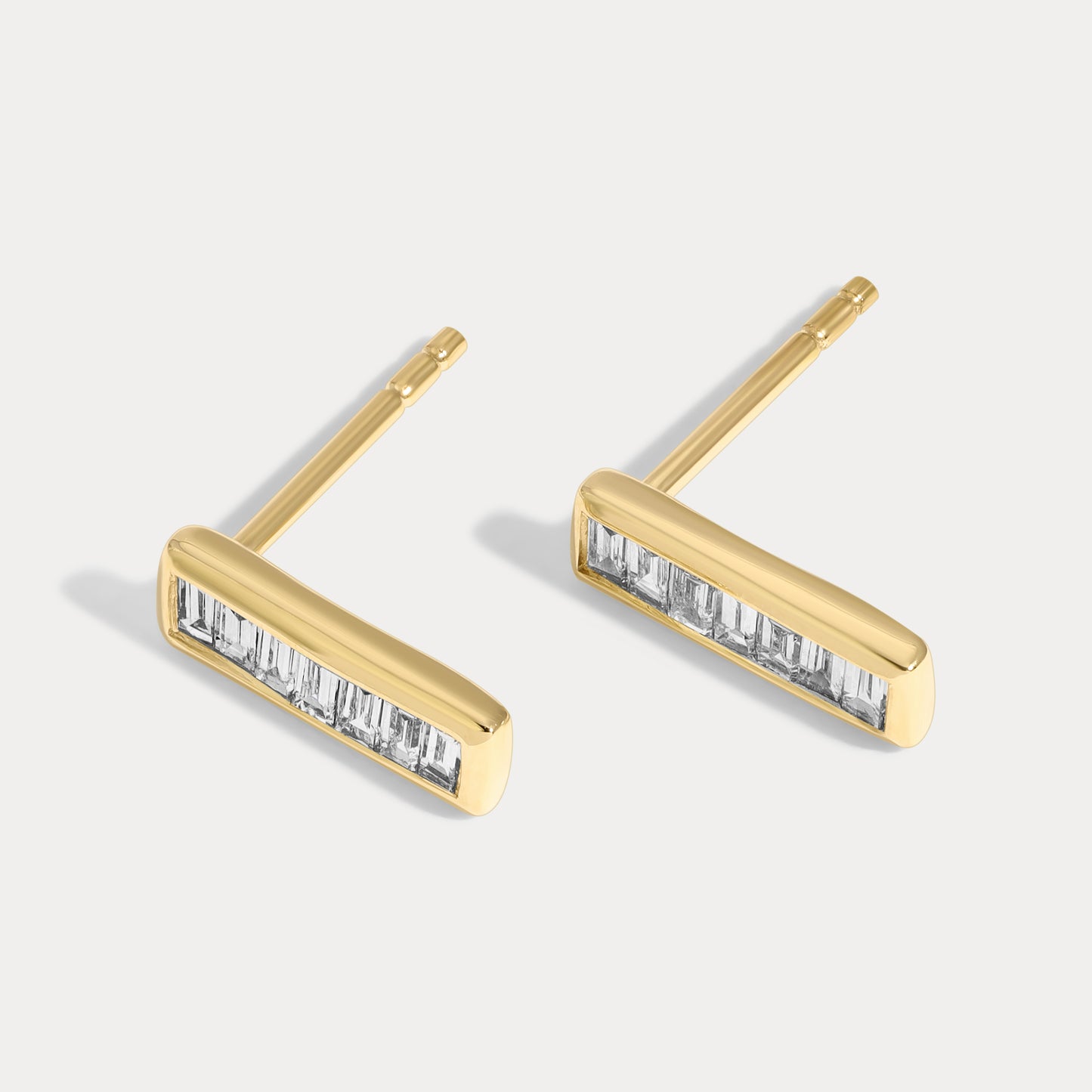 Dainty Baguette Bezel Diamond Studs