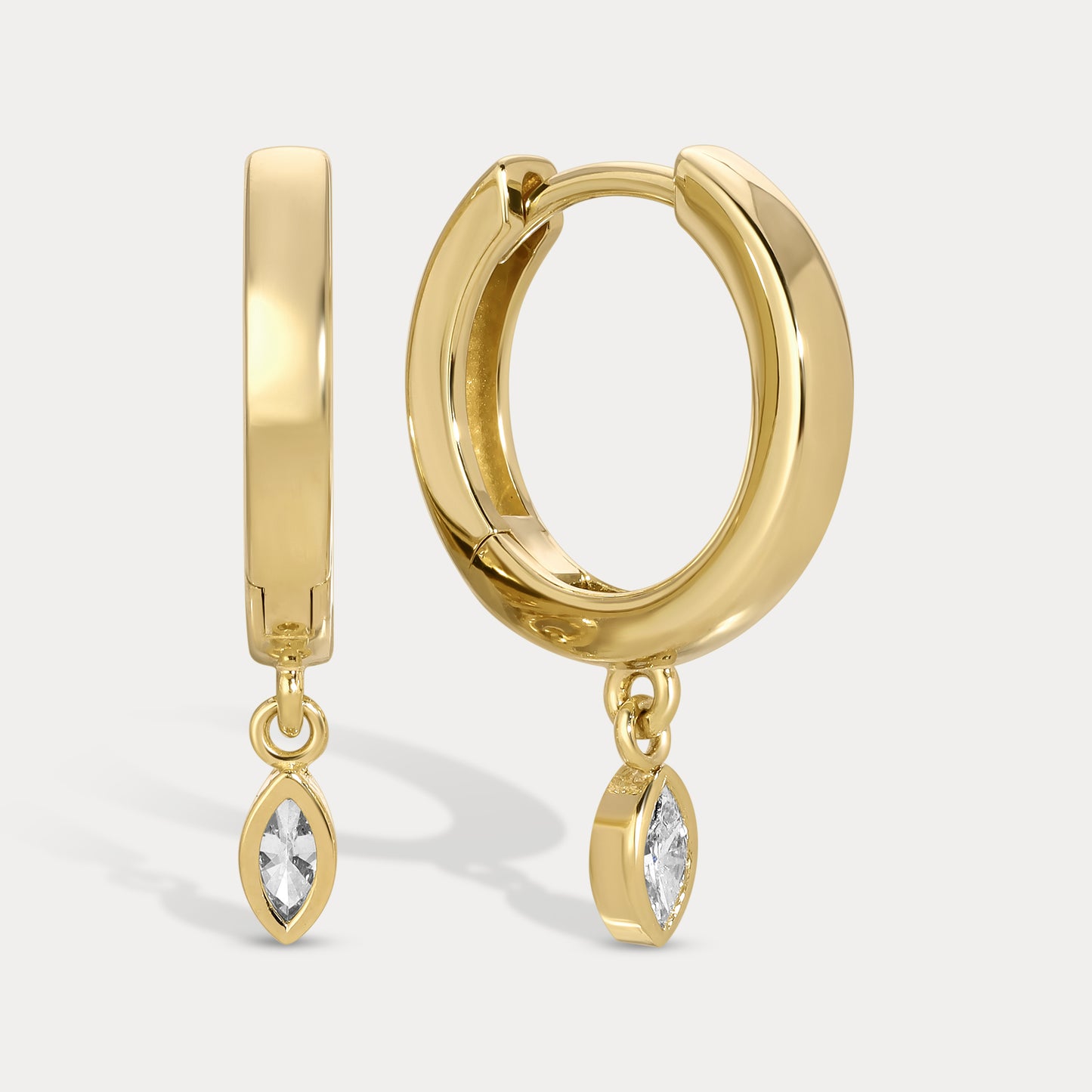 Marquise Bezel Diamond Hoops