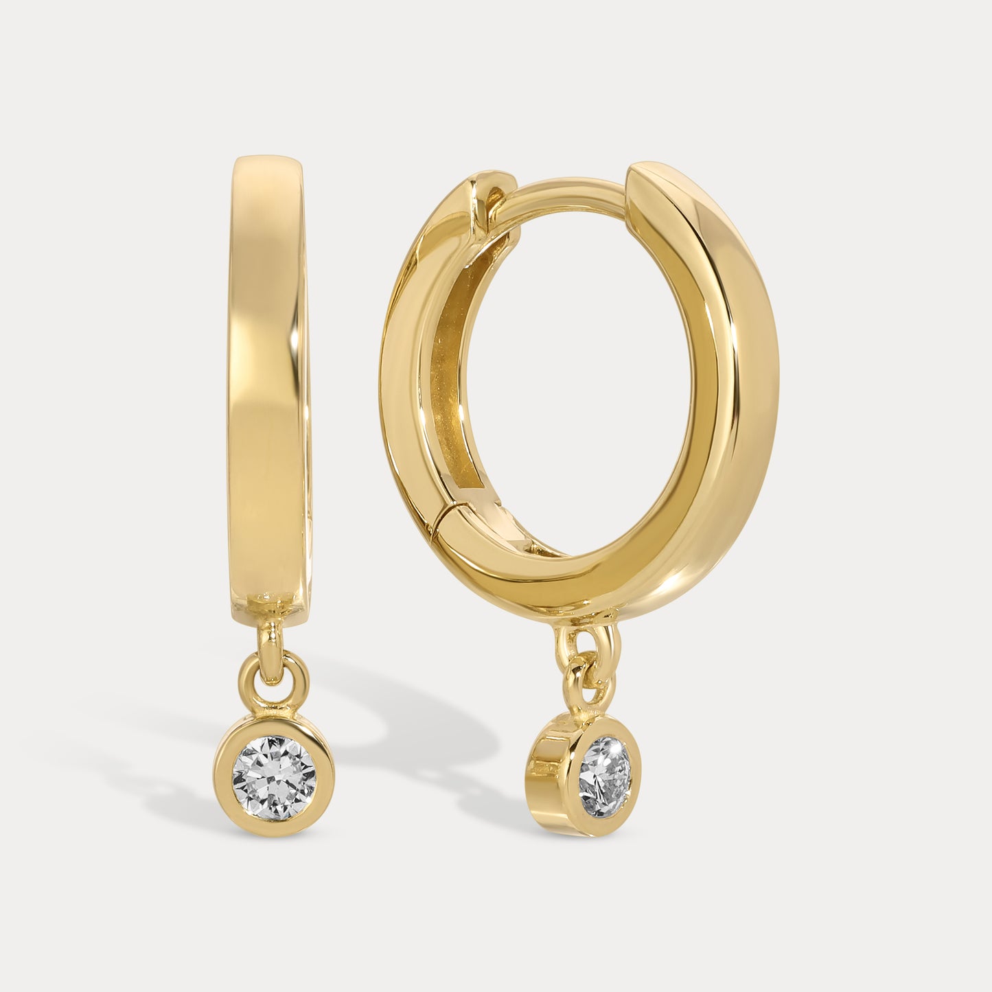 Round Bezel Diamond Hoops