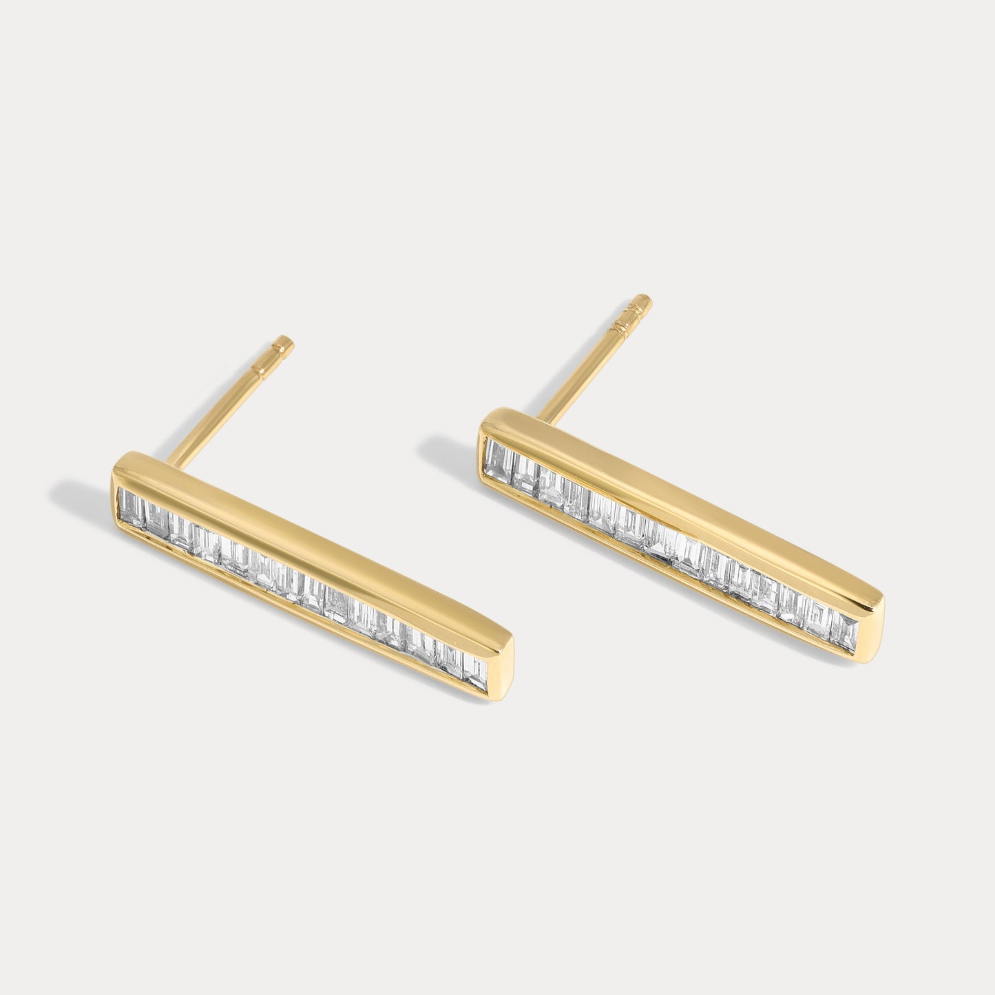 Baguette Bezel Diamond Studs