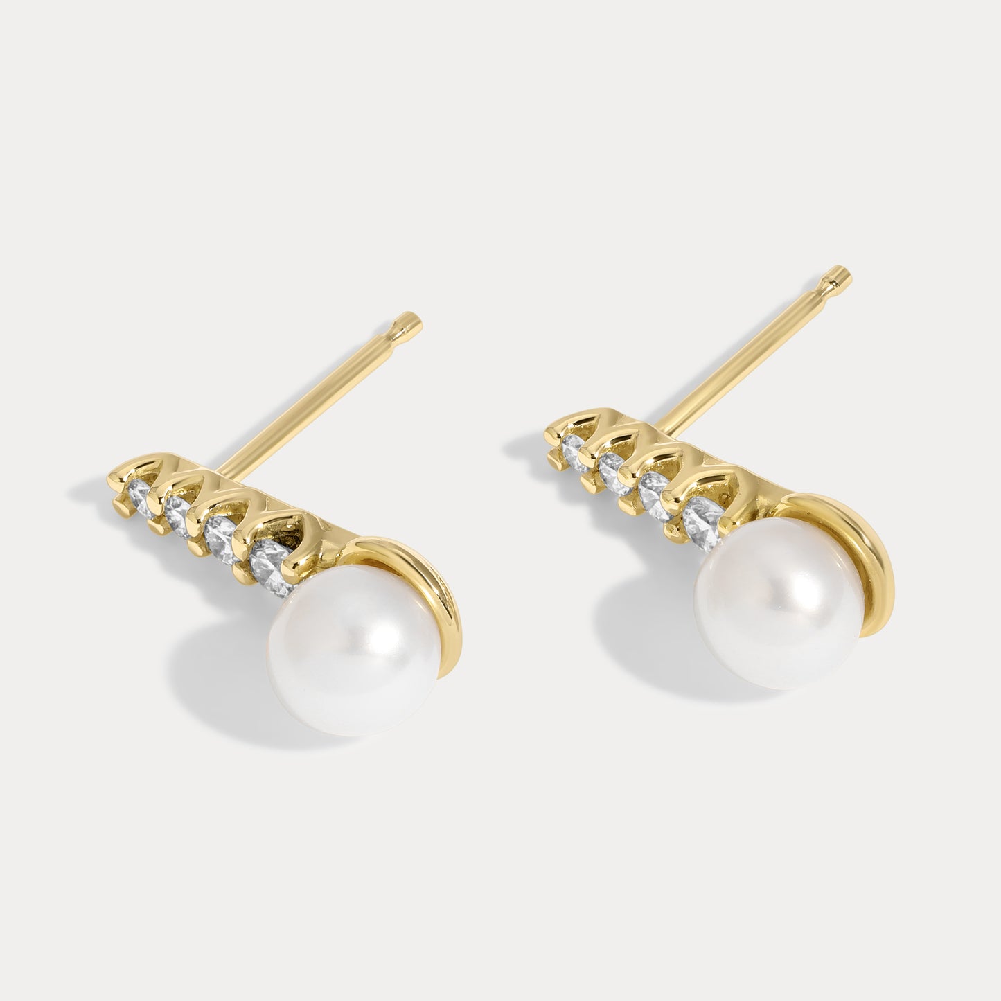 Pearl and Diamond Bar Studs