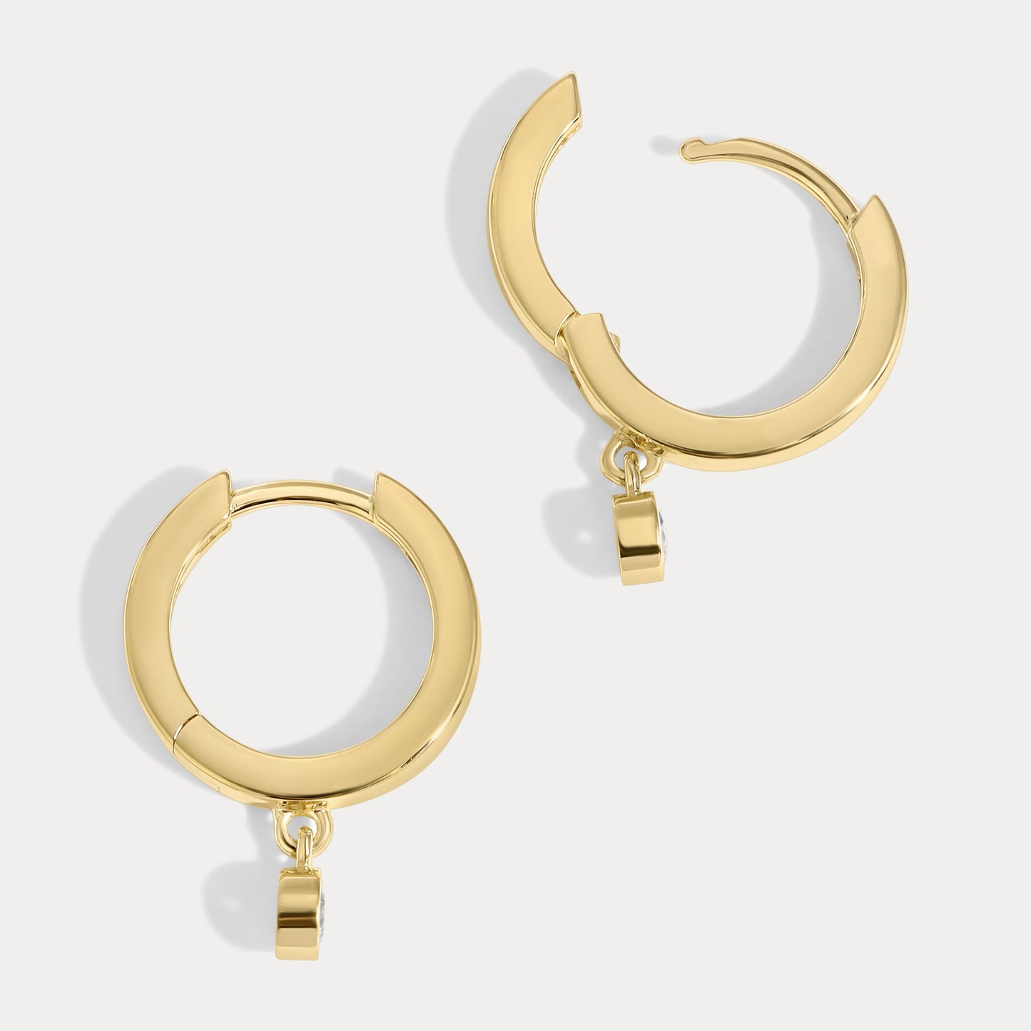 Round Bezel Diamond Hoops