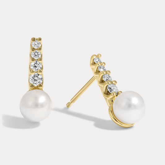 Pearl and Diamond Bar Studs