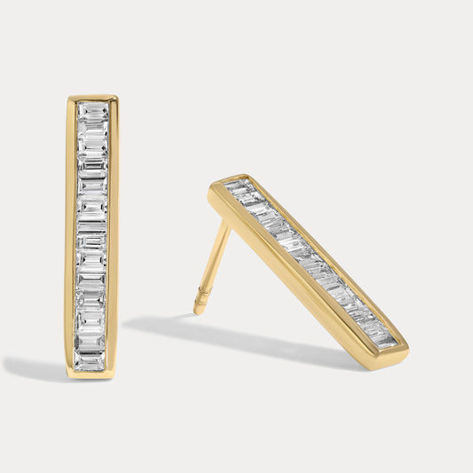 Baguette Bezel Diamond Studs