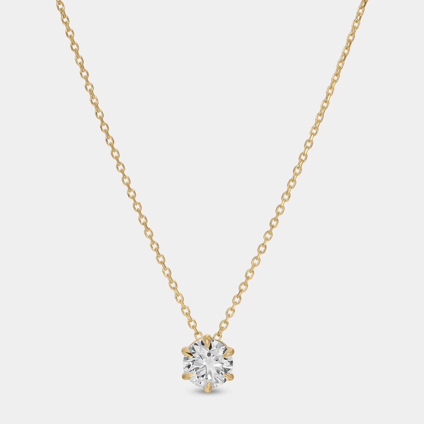 6-Prong Round Solitaire Diamond Necklace