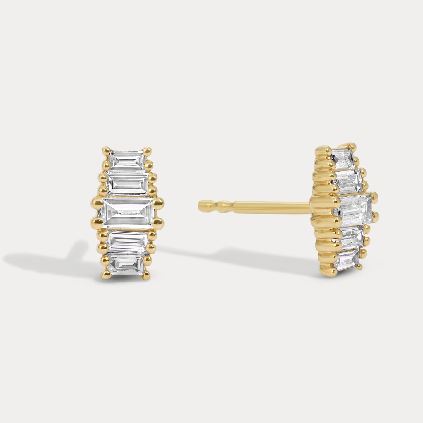 Graduating Baguette Diamond Studs