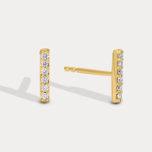 Round Bar Diamond Studs