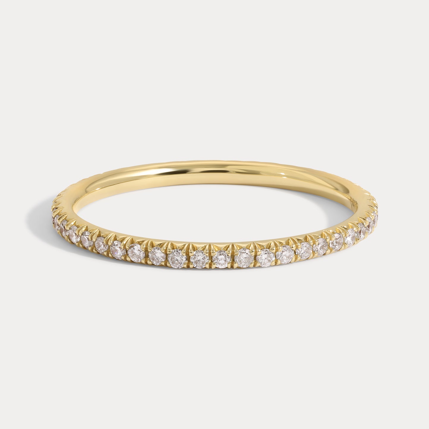 Dainty French Pavé Eternity Diamond Band