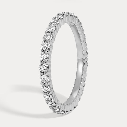 Double Shared Prong Eternity Wedding Band