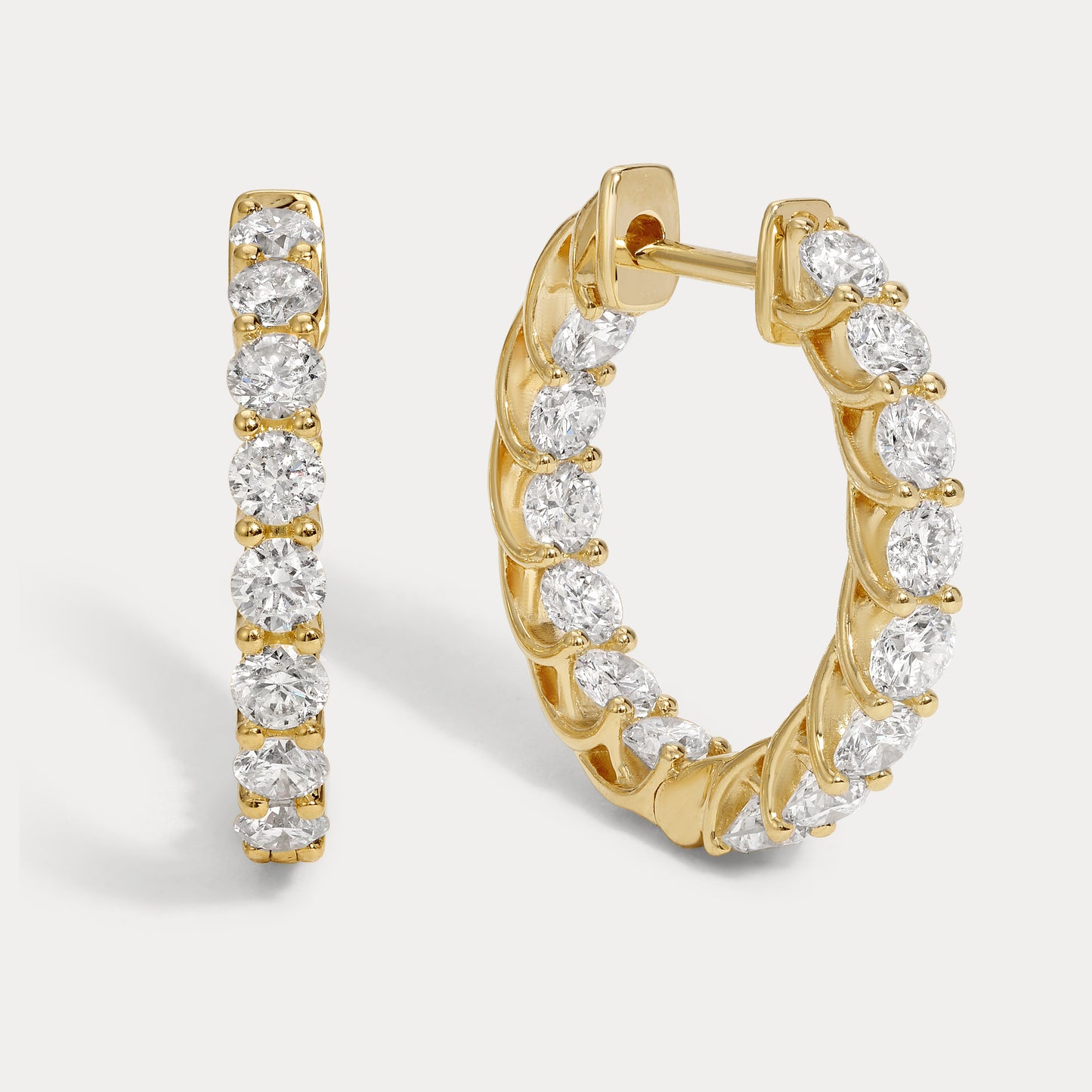 Round Curved Diamond Hoops