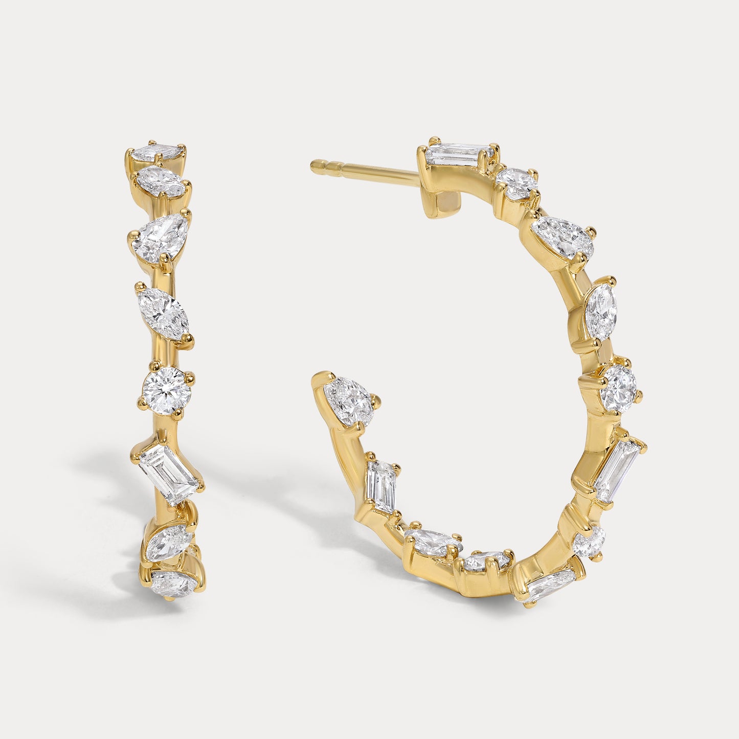 Mixed Shape Diamond Hoops