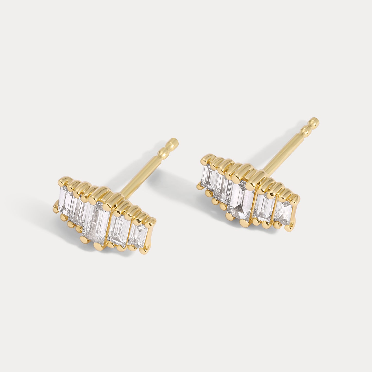 Graduating Baguette Diamond Studs