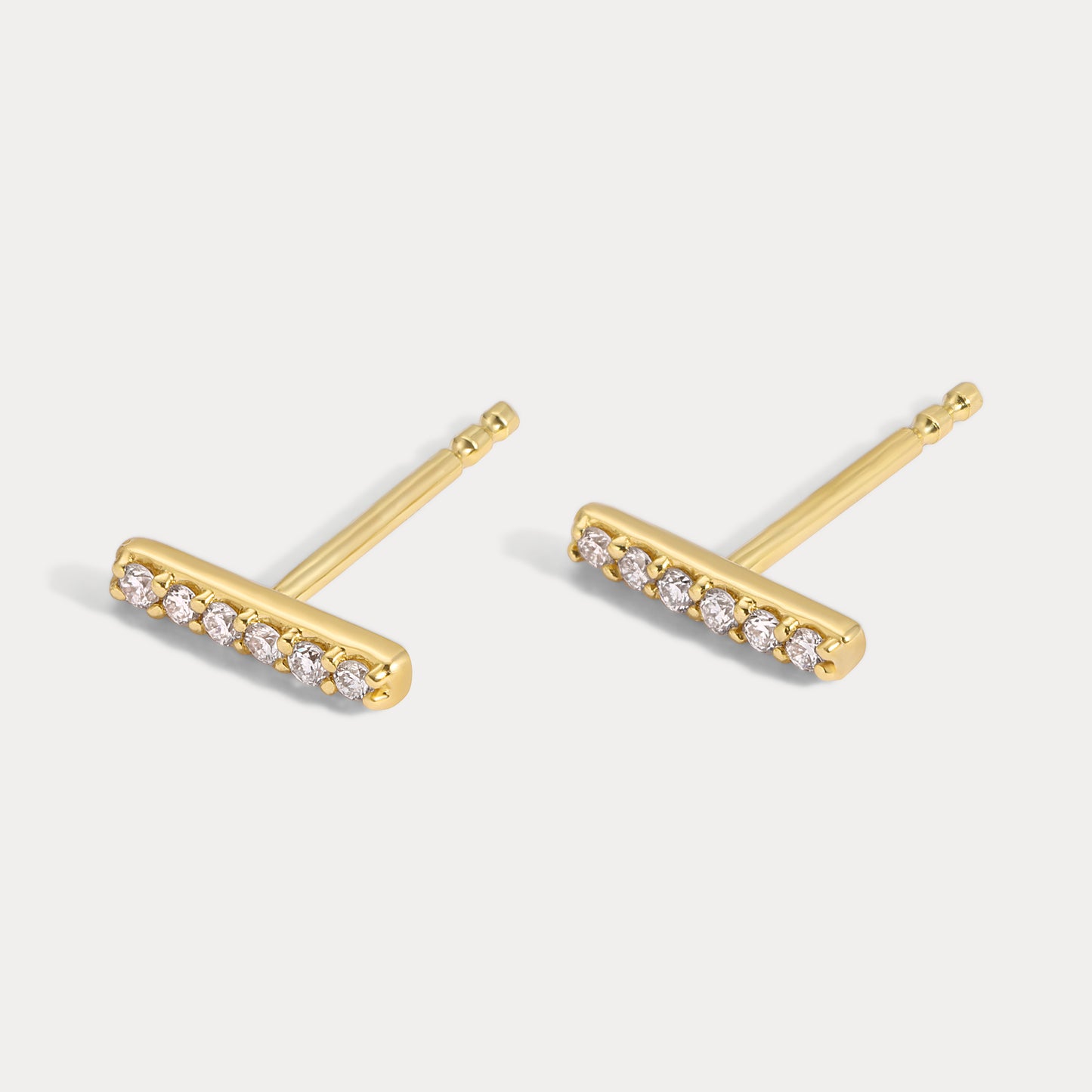 Round Bar Diamond Studs