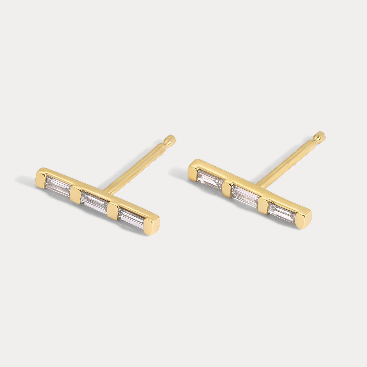 Baguette Bar Diamond Studs