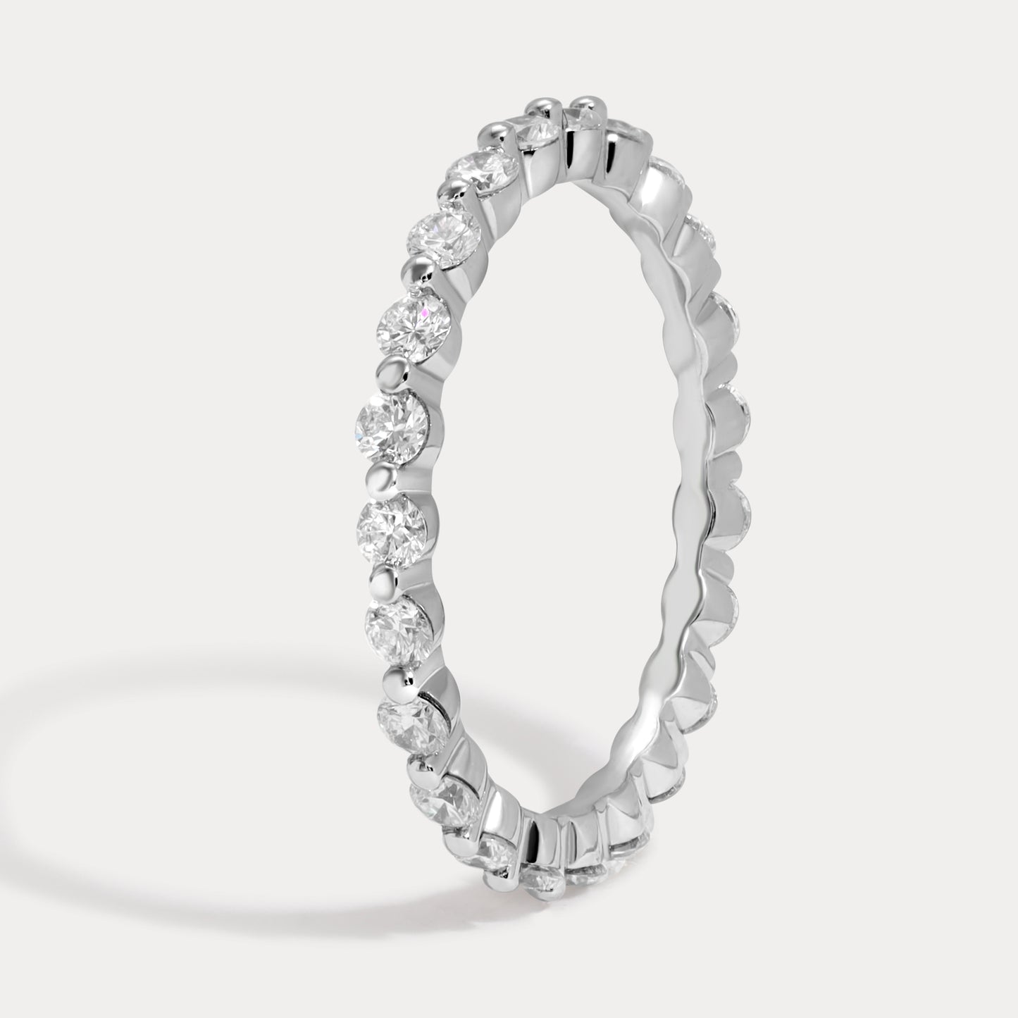 Dainty Single Prong Round Eternity Diamond Band