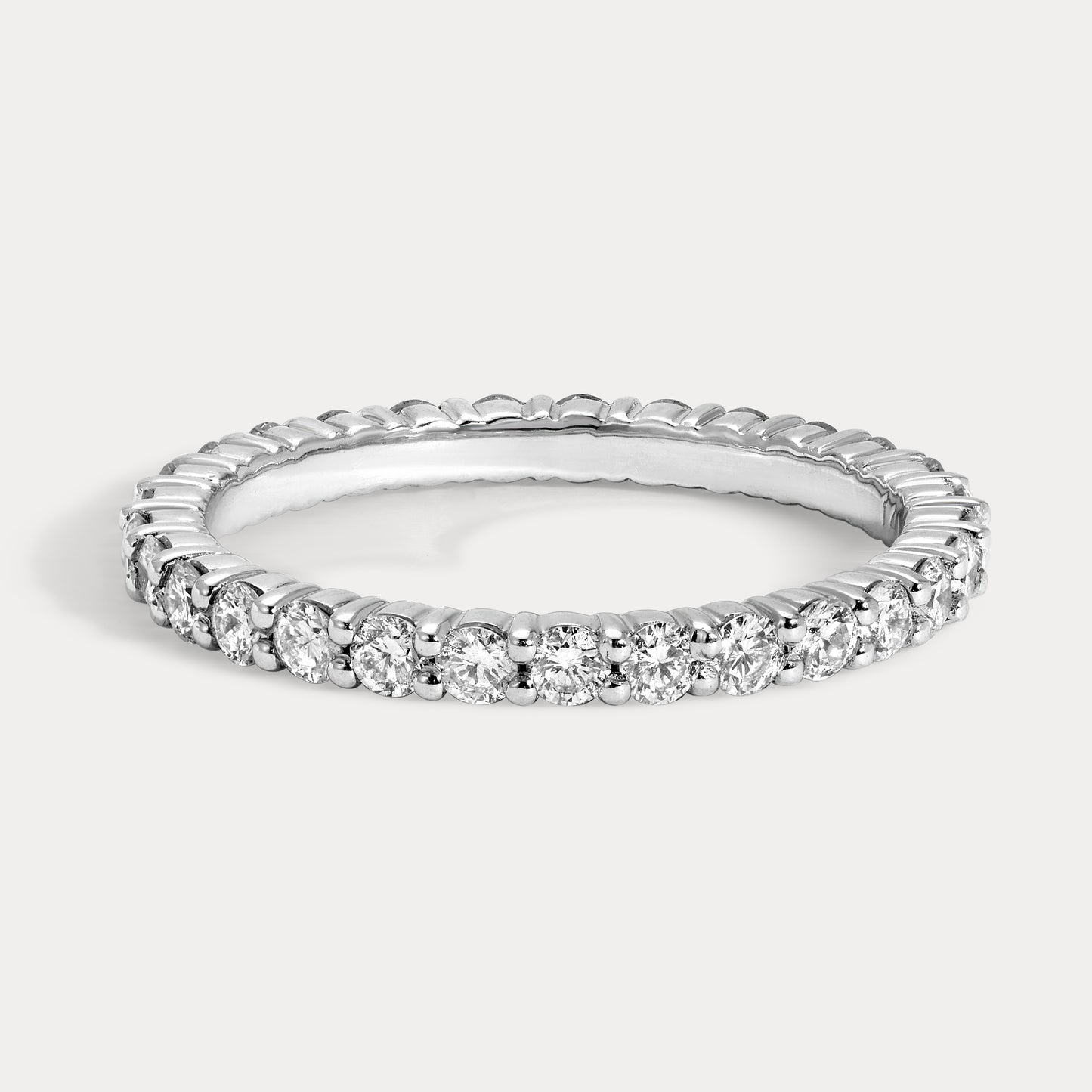 Double Shared Prong Eternity Wedding Band