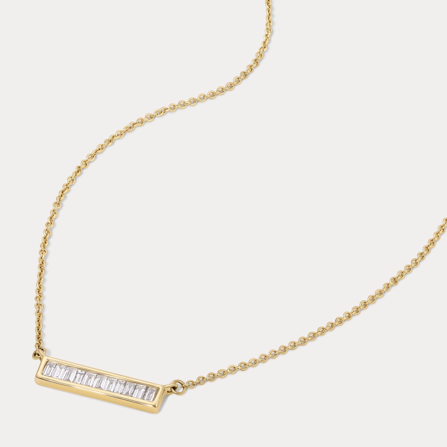 Baguette Bar Diamond Necklace