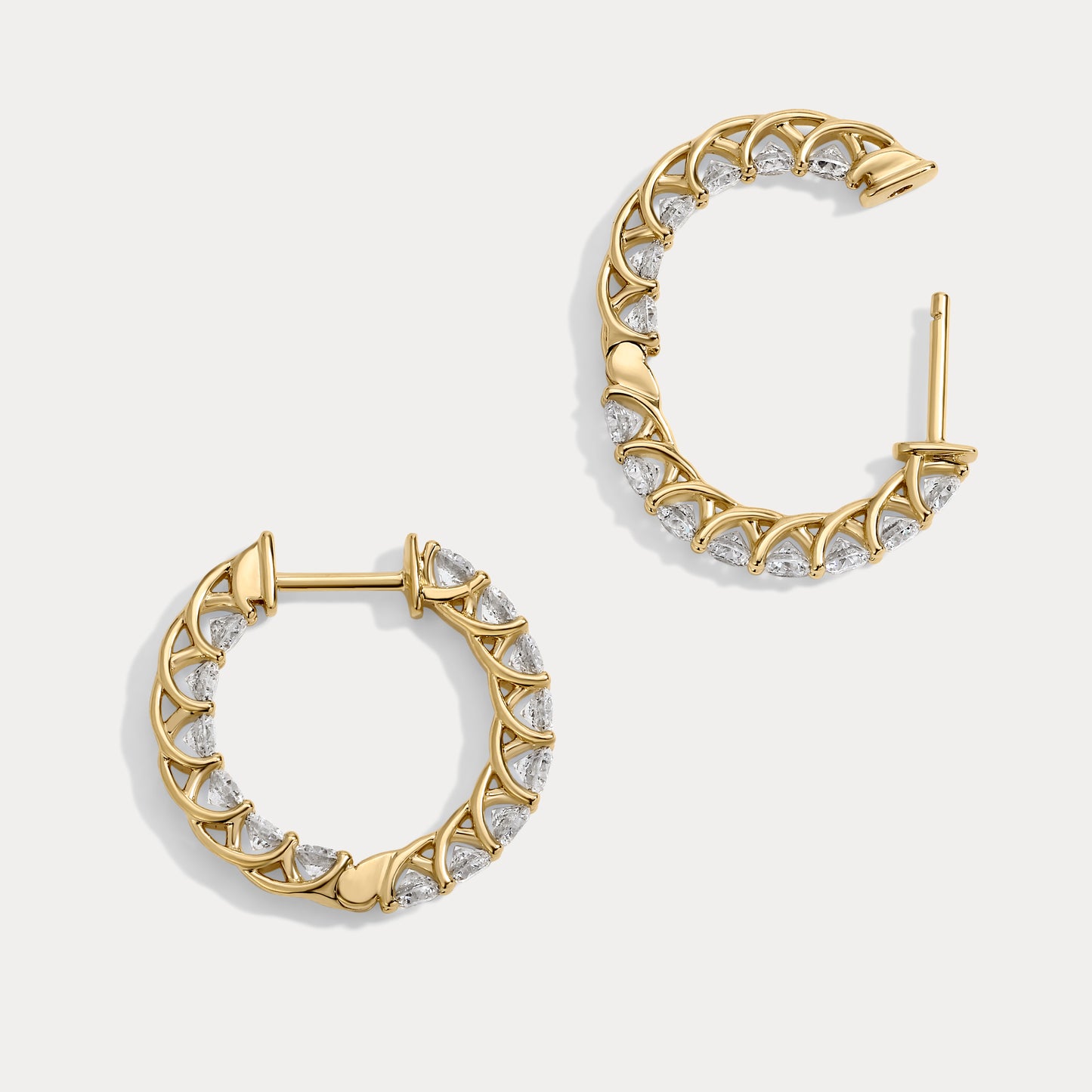 Round Curved Diamond Hoops