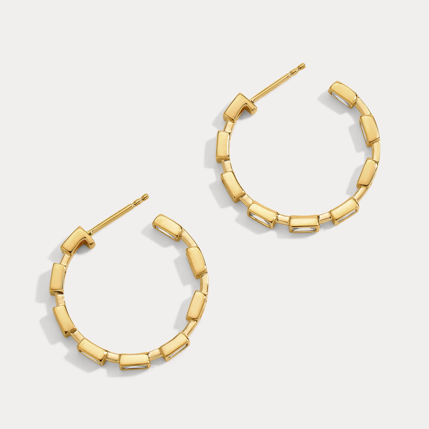 Bezel Baguette Diamond Hoops