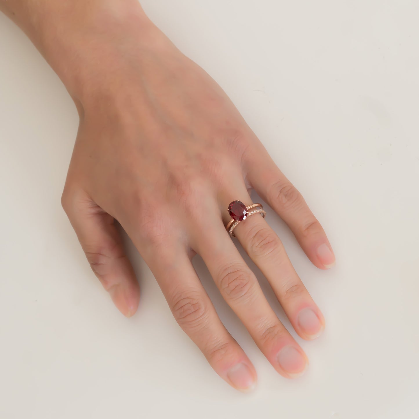 Rose - 3.76ct Lab Grown Ruby Cocktail Ring