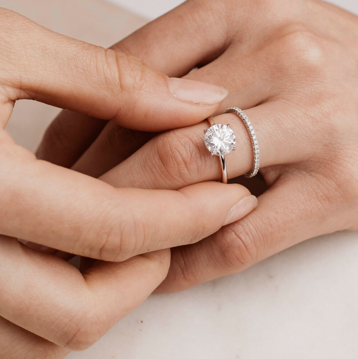 Dainty French Pavé Eternity Diamond Band